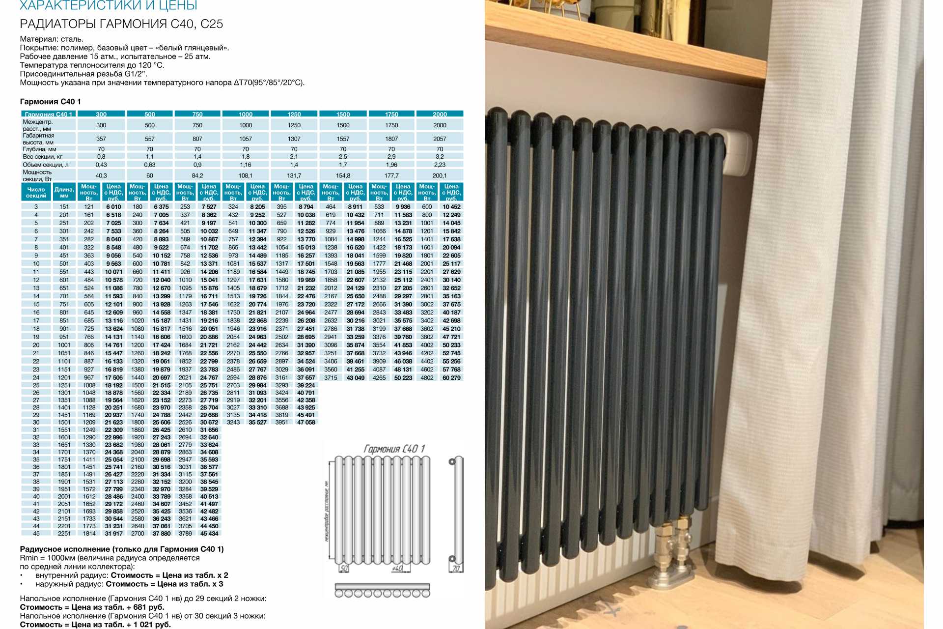 Цены на трубчатый дизайн радиатор КЗТО Гармония С40 1