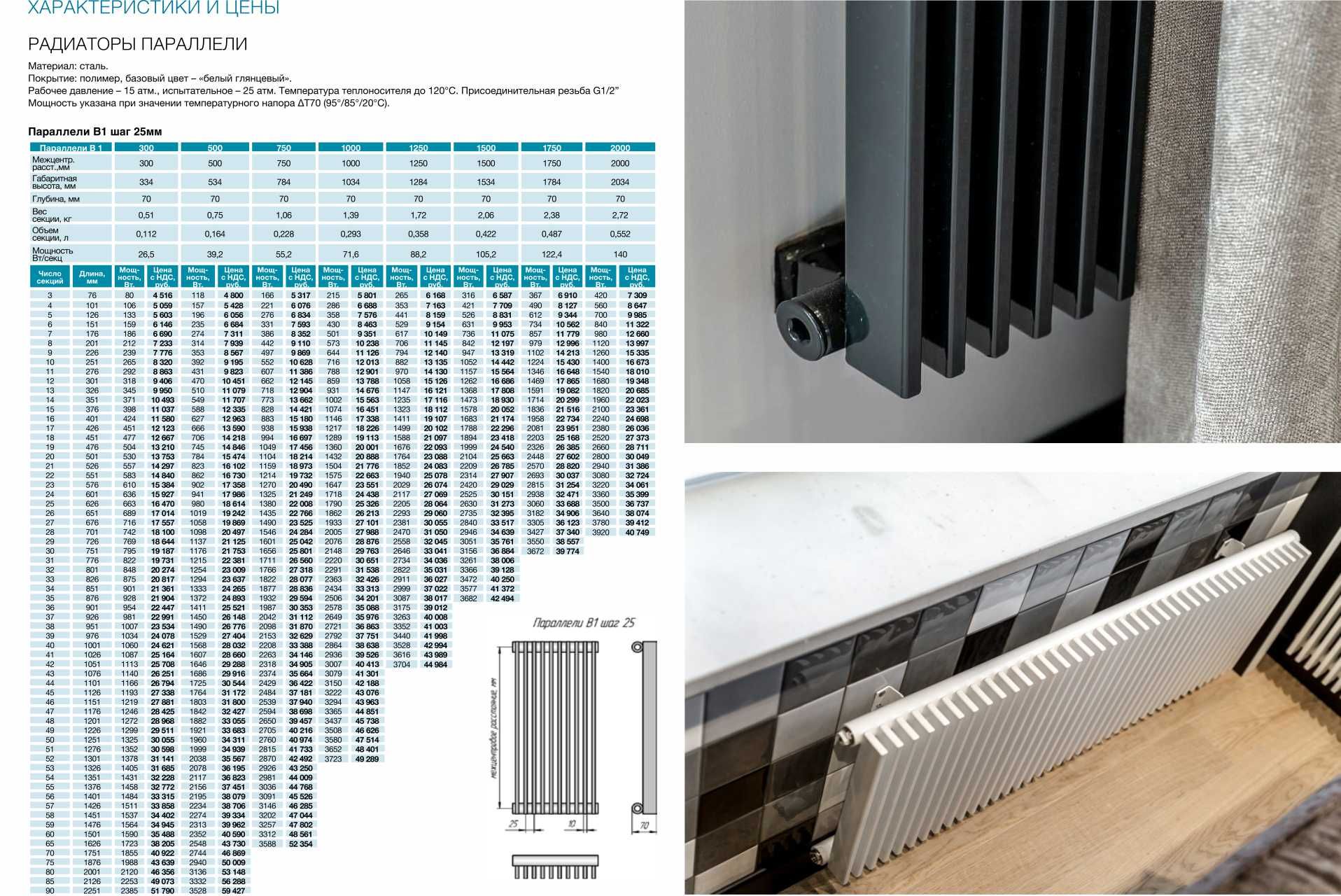 Цены на трубчатый радиатор отопления КЗТО Параллели В1