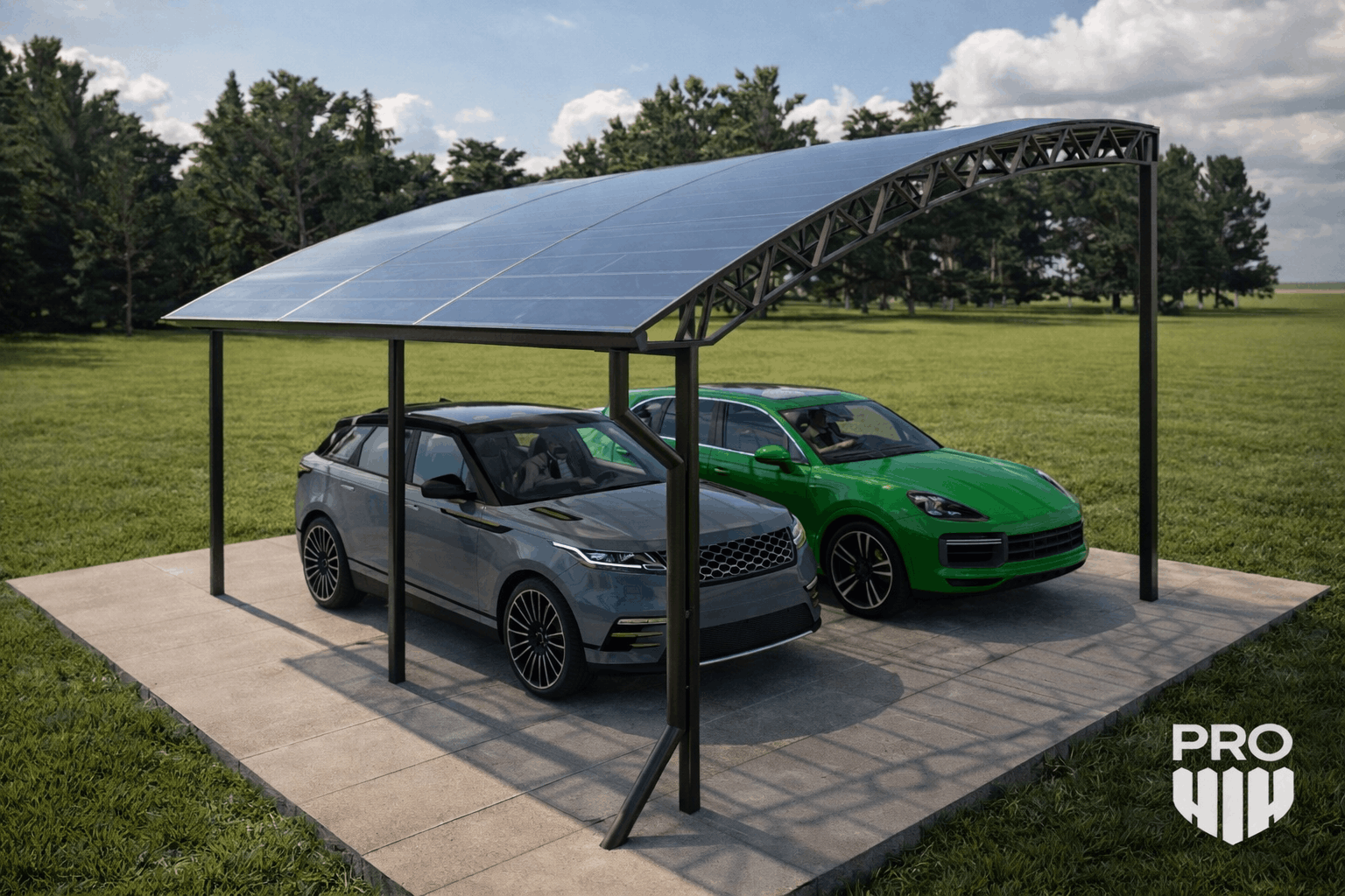 Полу арочный навес из сотового поликарбоната