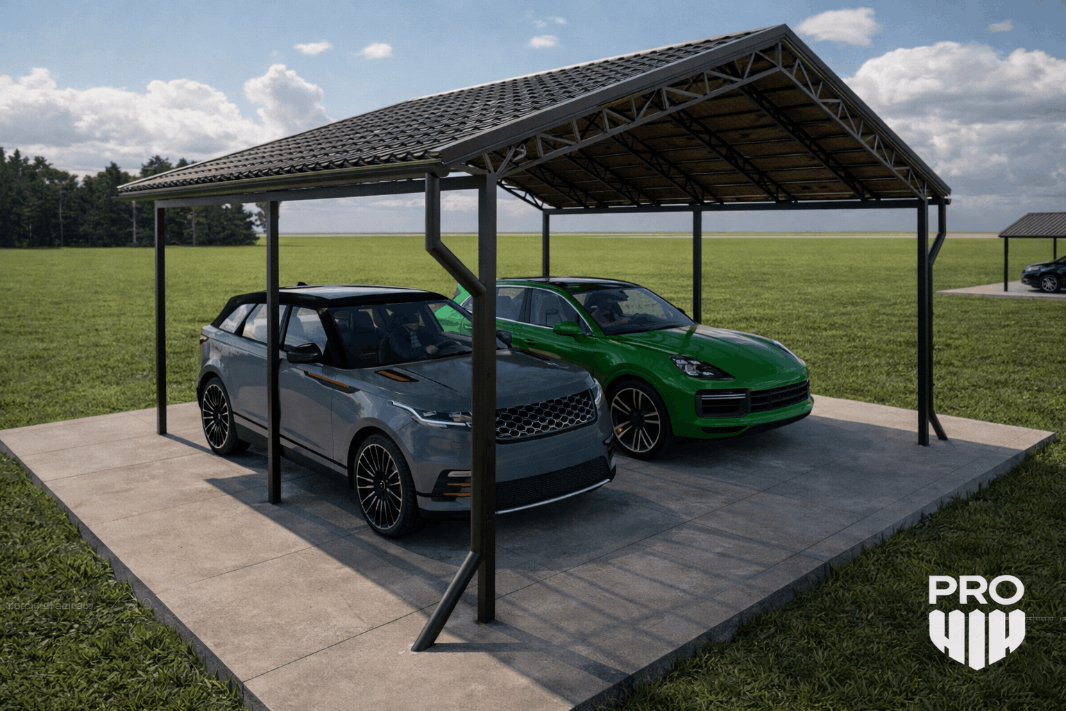 Двускатный навес из металочерепицы