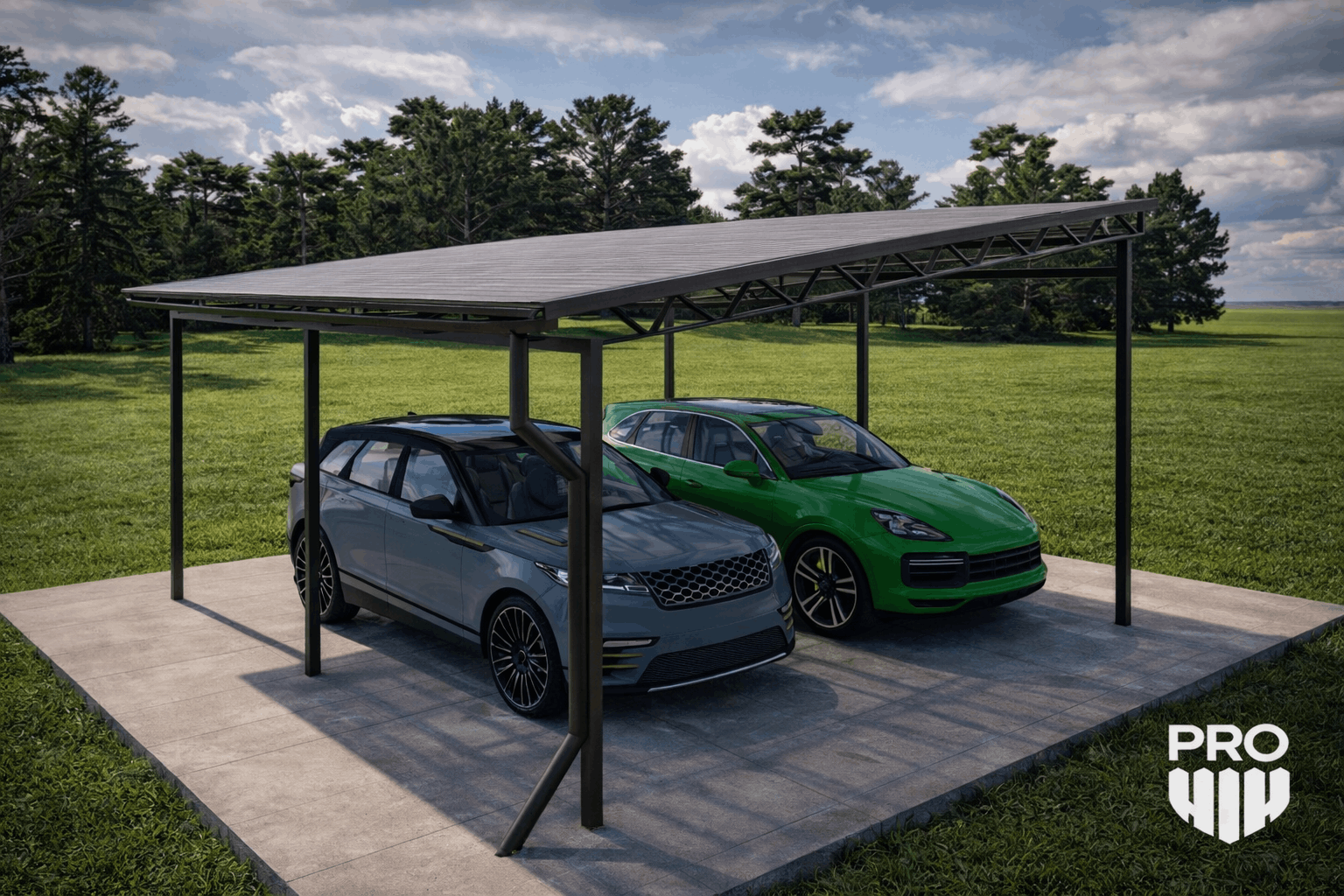 Односкатный навес из гибкой черепицы