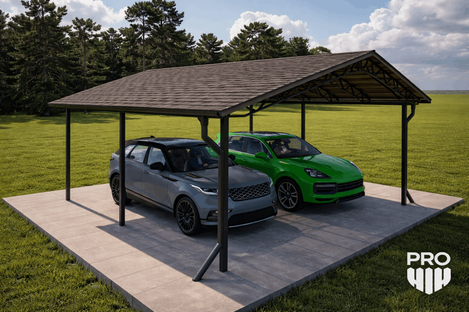 Двускатный навес из гибкой черепицы