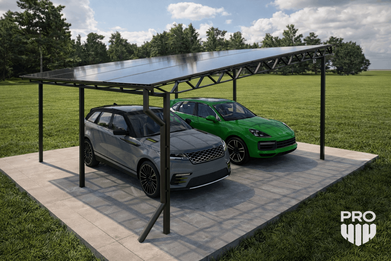 Односкатный навес из сотового поликарбоната