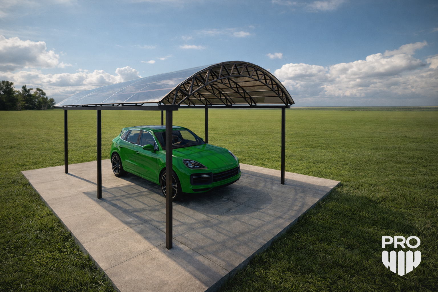 Арочный навес из монолитного поликарбоната