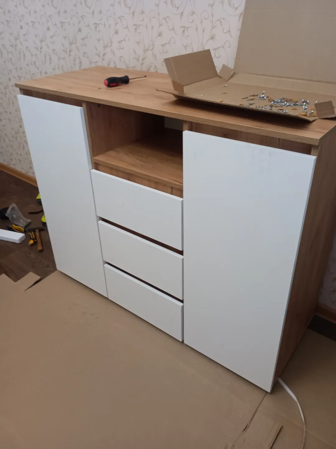 сборка комода 3 ящика, 2 двери