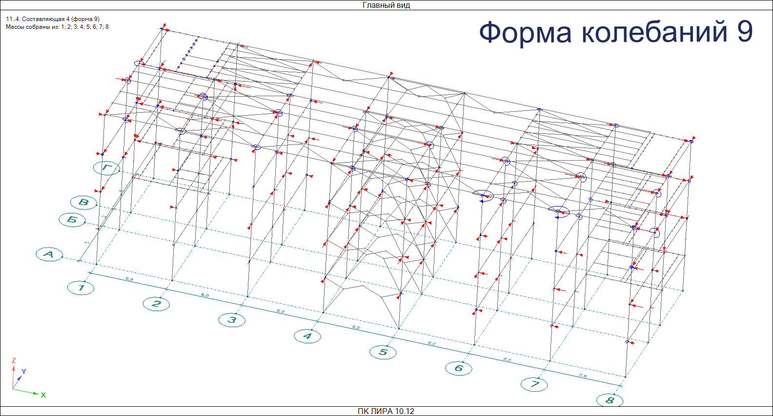 Сейсмические инерционные силы по форме колебаний №9