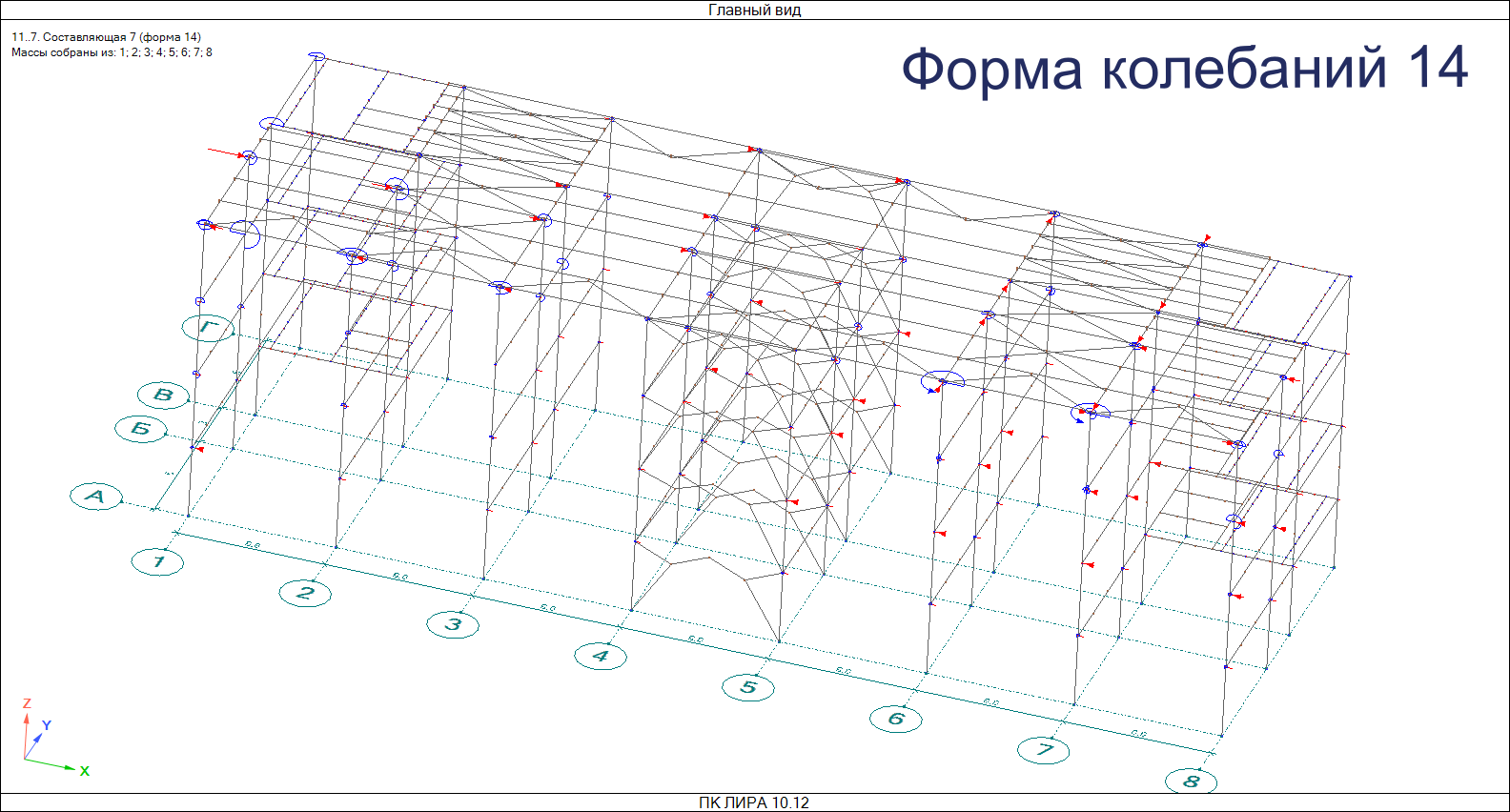 Сейсмические инерционные силы по форме колебаний №14