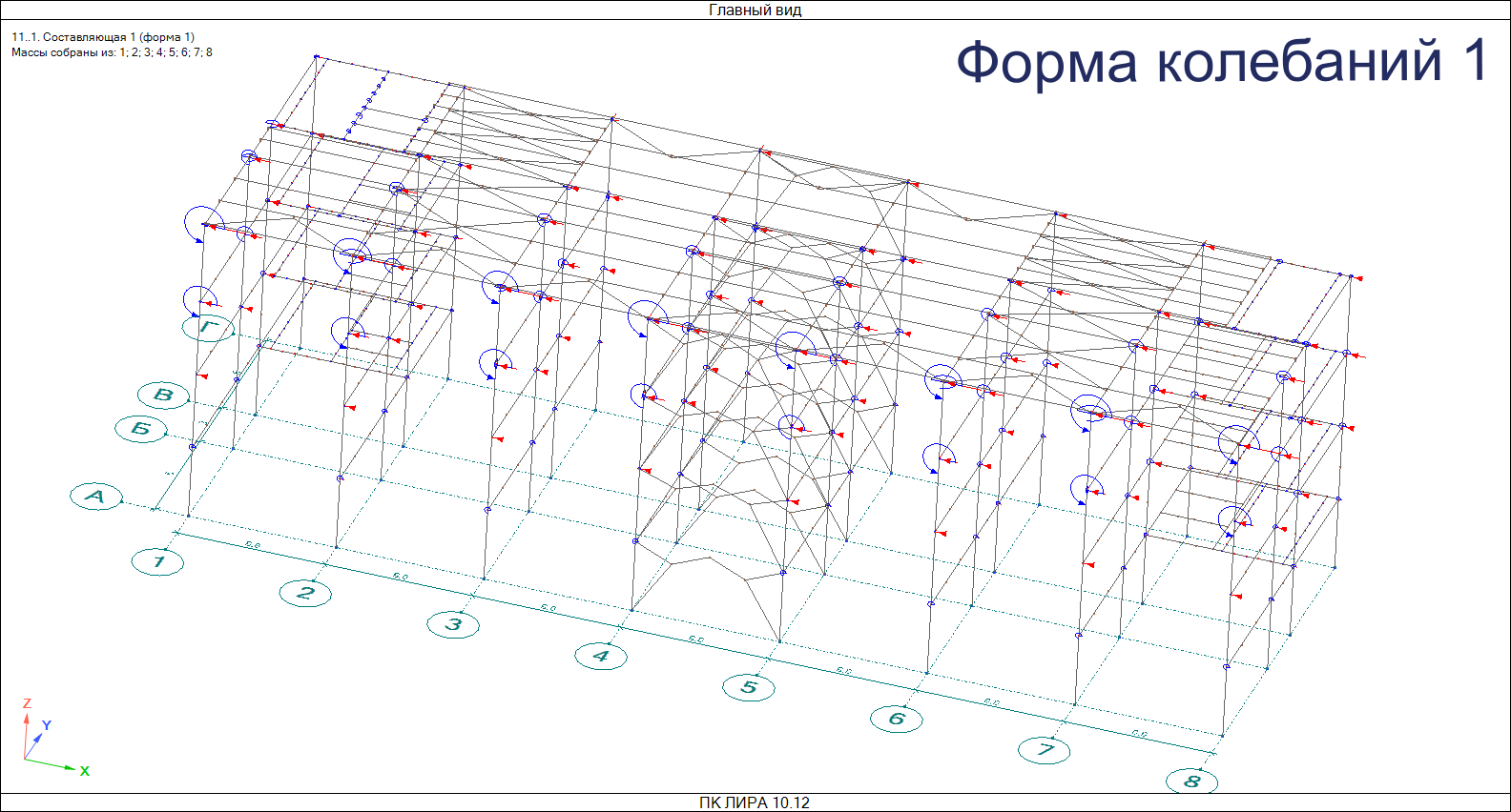 Сейсмические инерционные силы по форме колебаний №1