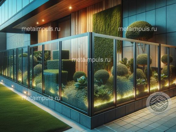 декоративное ограждения из металла и стекла