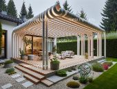 красивая современная беседка из металла