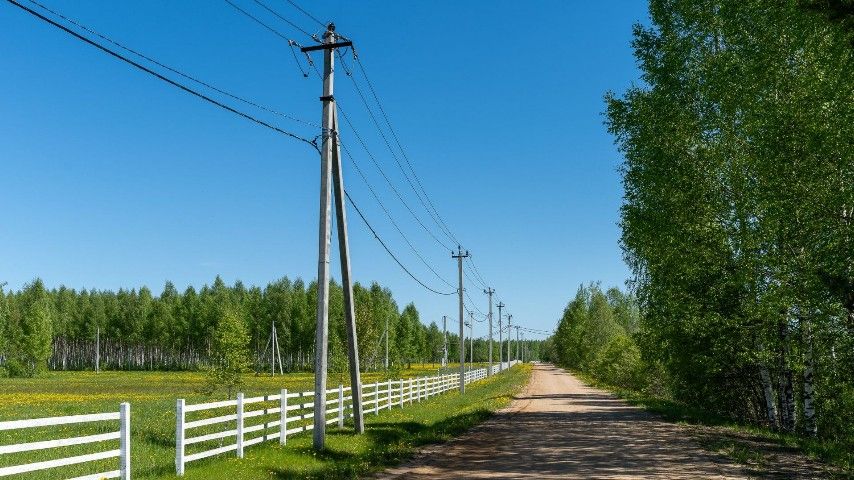 ```html <img src="https://www.tvoya-votchina.ru/images/village-road.jpg" alt="Дорога вдоль участков, заборы и электричество 'Твоя Вотчина'">