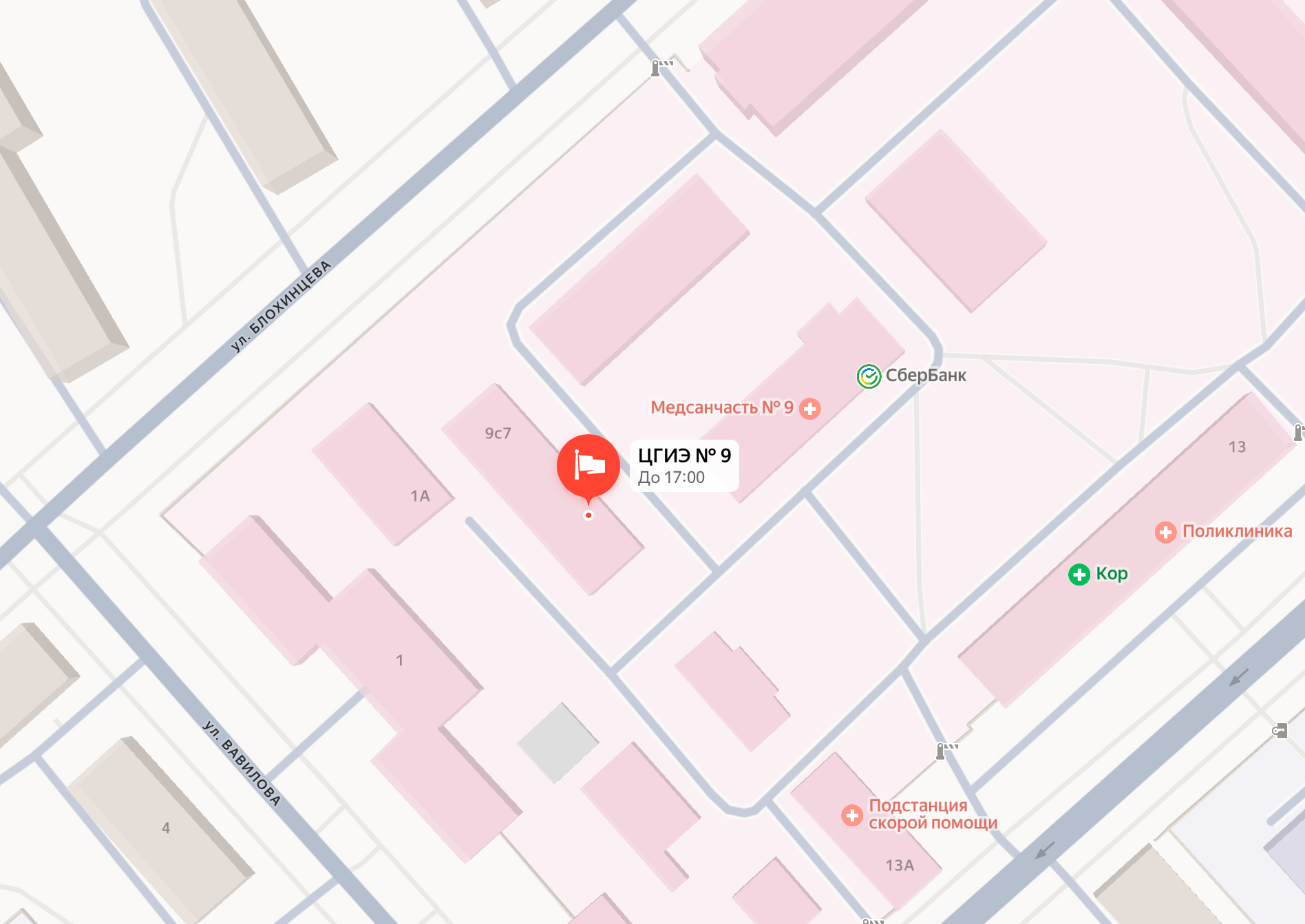 Карта проезда к ЦГИЭ №9