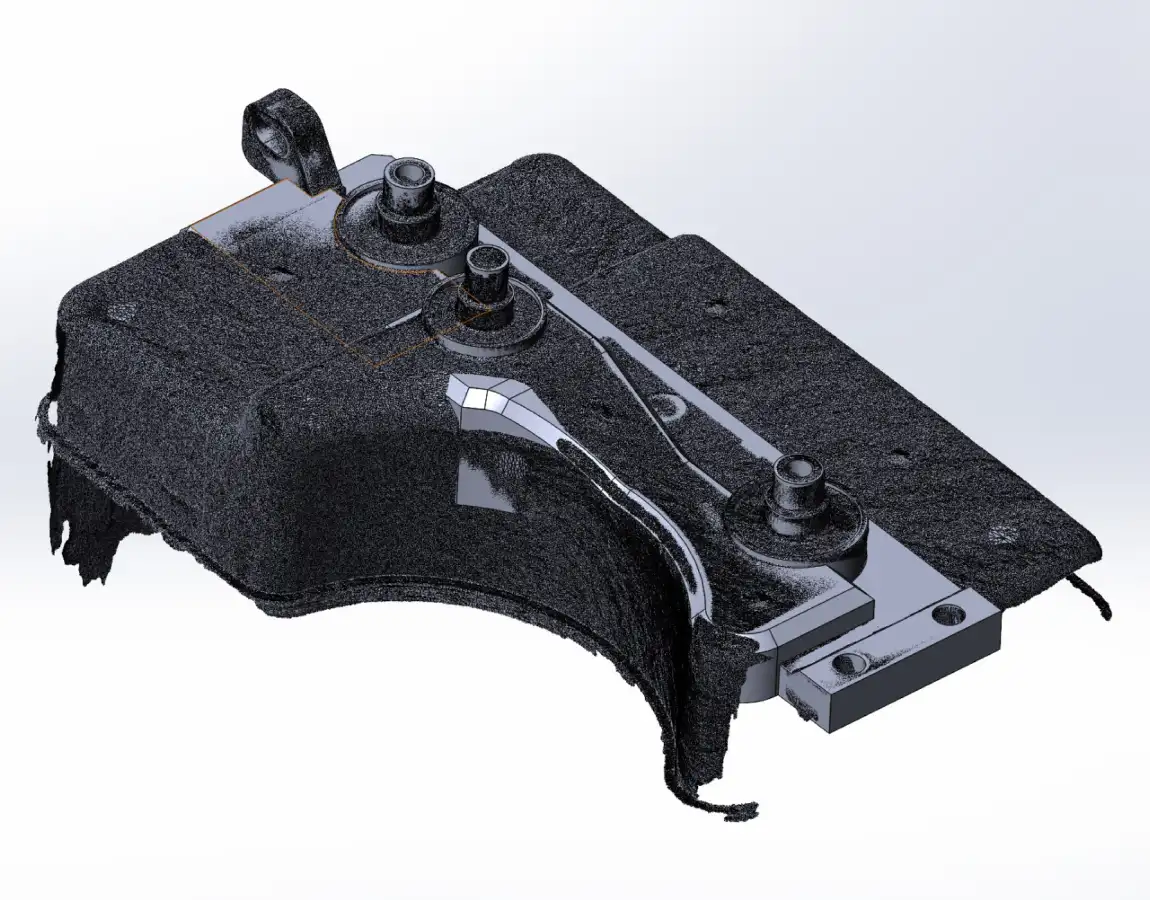 Сравнение облака точек и твердотельной модели детали в CAD-программе