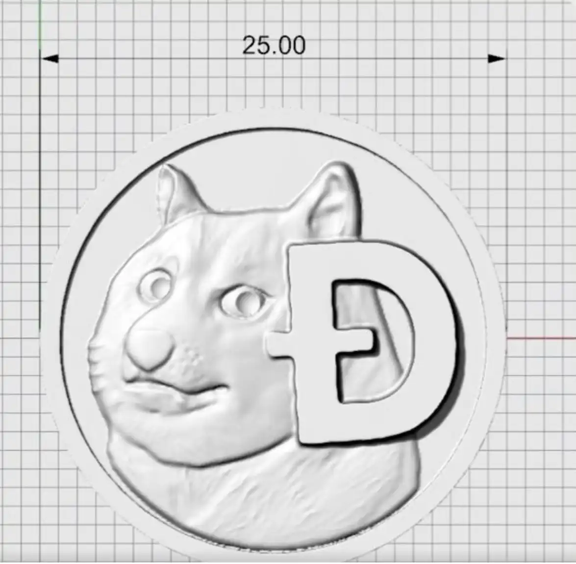 3D-модель Dogecoin, подготовленная для создания шоколадной формы