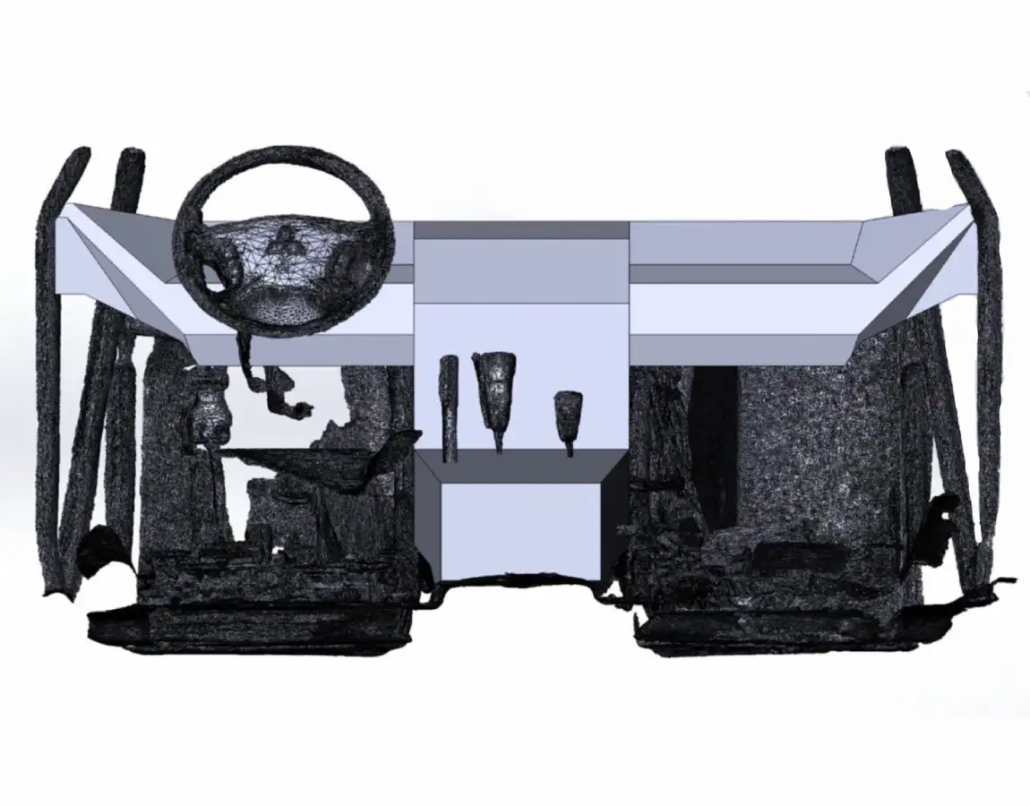 CAD-модель торпеды на основе 3D-скана с наложением облака точек и руля
