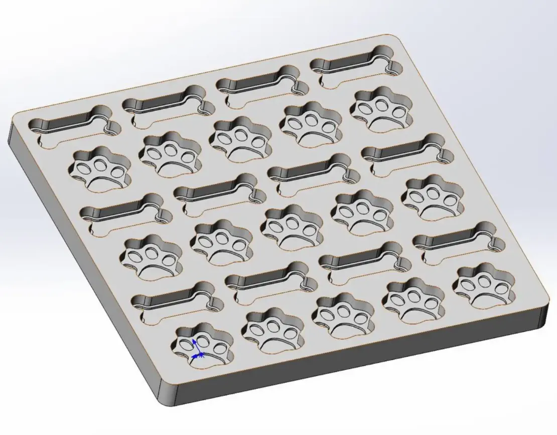 3D-модель силиконовой формы с лапками и косточками