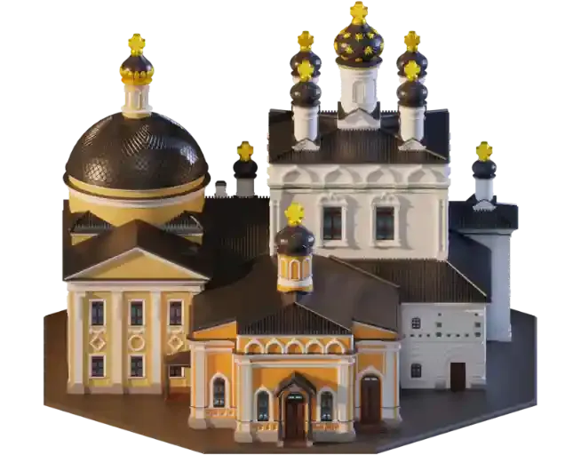 Миниатюрная модель Даниловой пустыни (Талеж) с куполами и архитектурными деталями