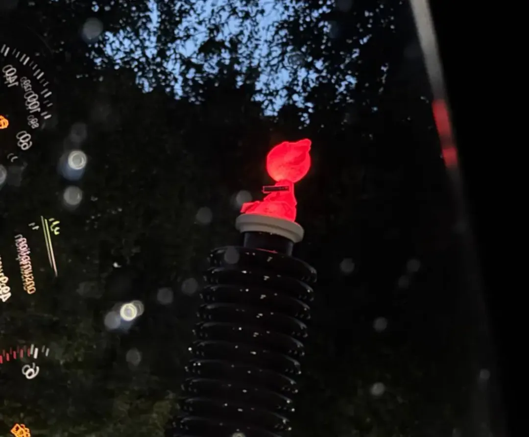 Фигура «Пельмень» на парковке ночью, вид из автомобиля