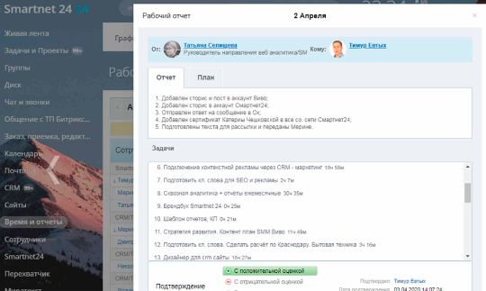 отчеты руководителю битрикс24