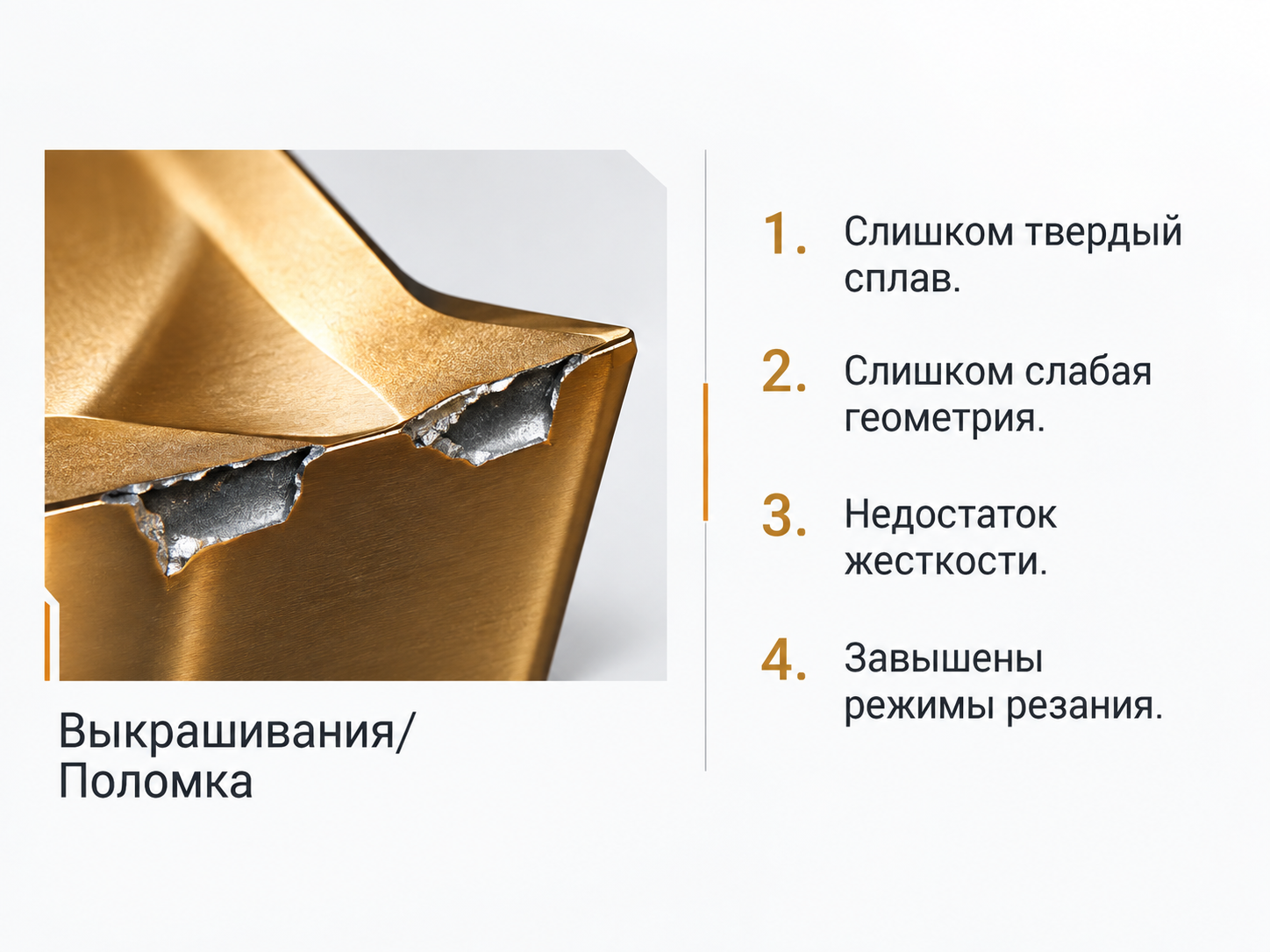 Скол режущей кромки канавочной пластины