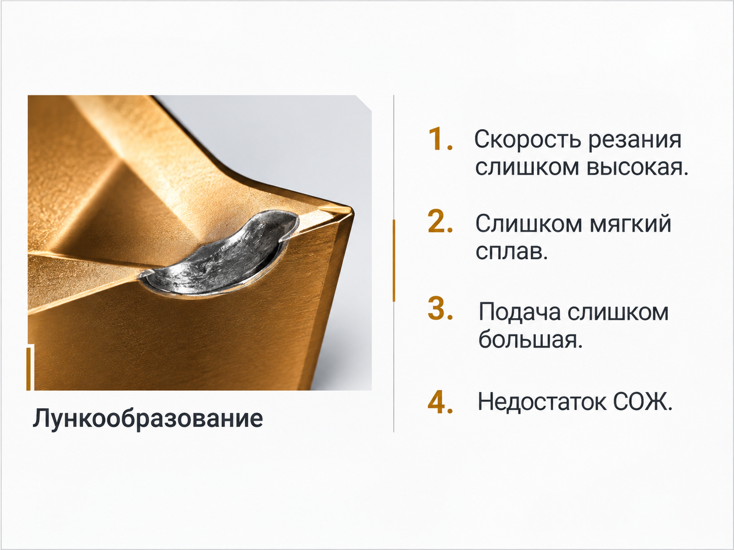 Кратерный износ отрезной и канавочной пластины