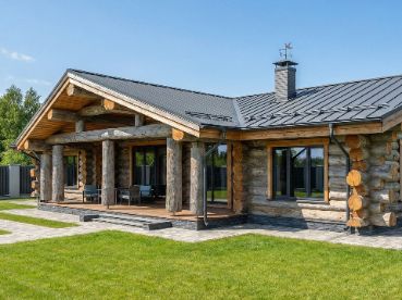 SROOB 222 м2 одноэтажный дом из бревна вид 1 Макс Чурин