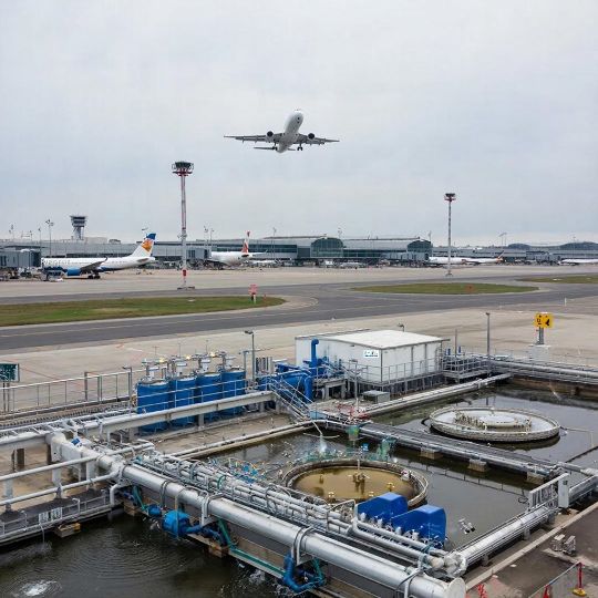 очистка стоков аэропортов, система очистки сточных вод аэропортов, технология очистки сточной воды аэропортов, очистные сооружения аэропортов, оборудование очистки сточных вод аэропортов