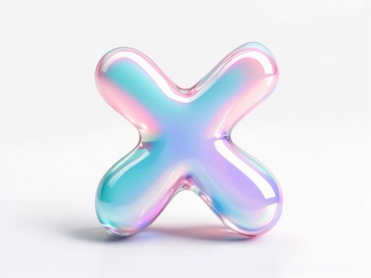 Стеклянный переливающийся знак ошибки X, символизирующий ошибки в автоматизации