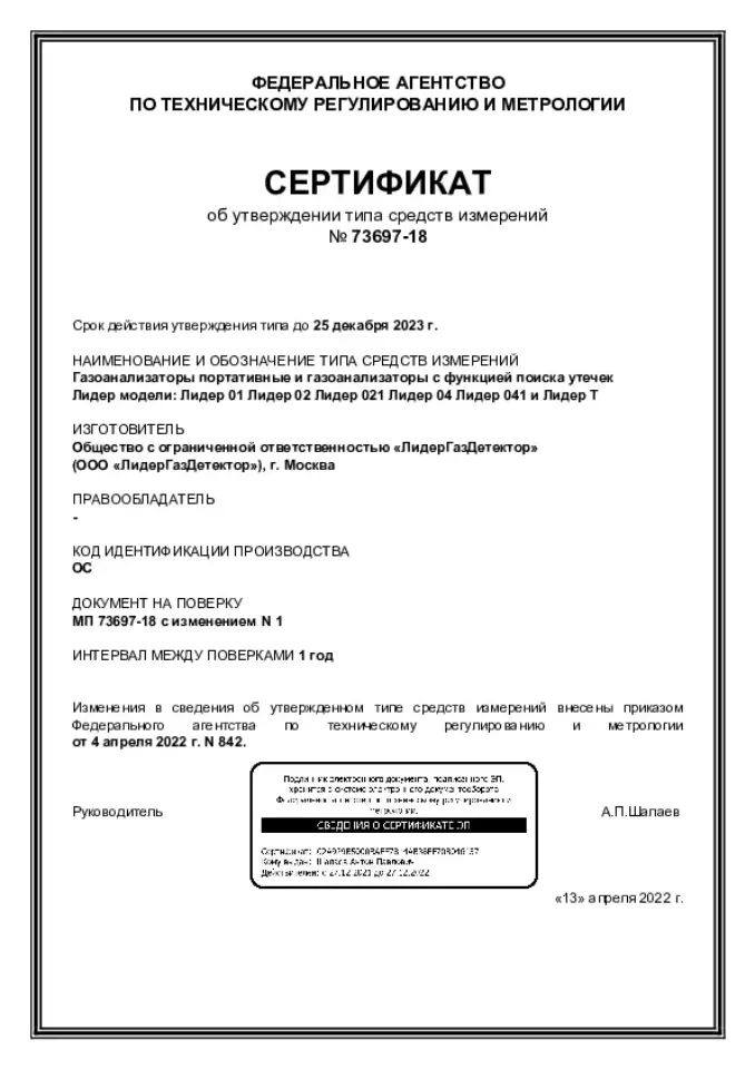 Сертификат УТСИ