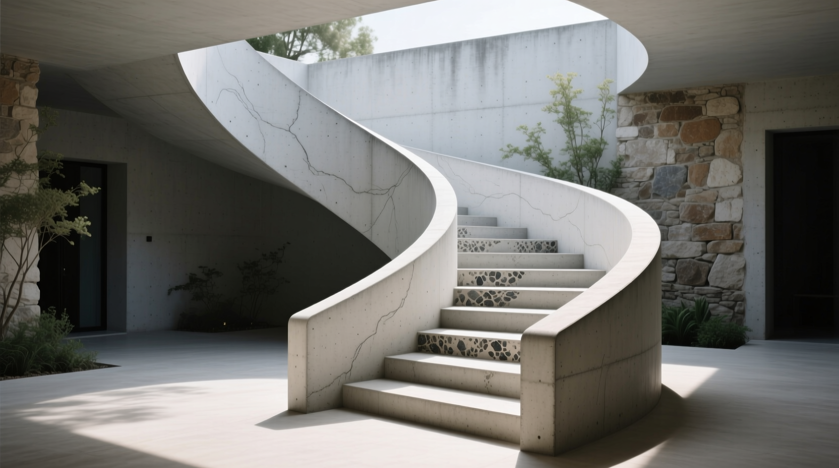 Декоративные монолитные бетонные лестницы