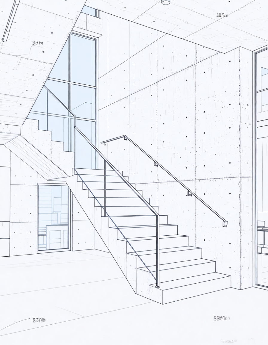 Пример бетонной маршевой лестницы от компании АртПодъём