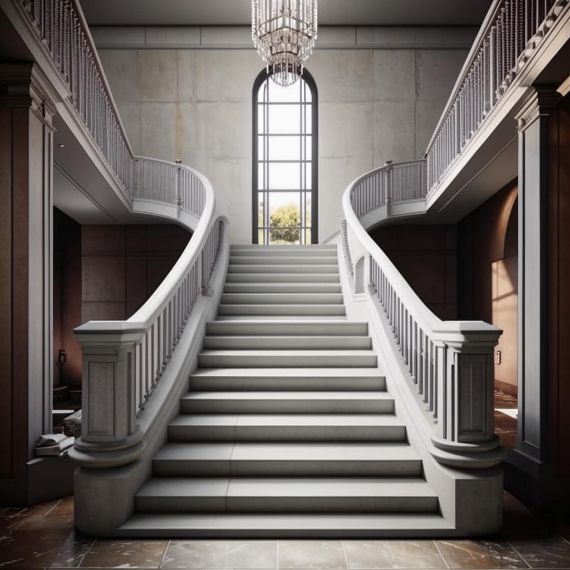 Монолитные винтовые лестницы в классическом стиле