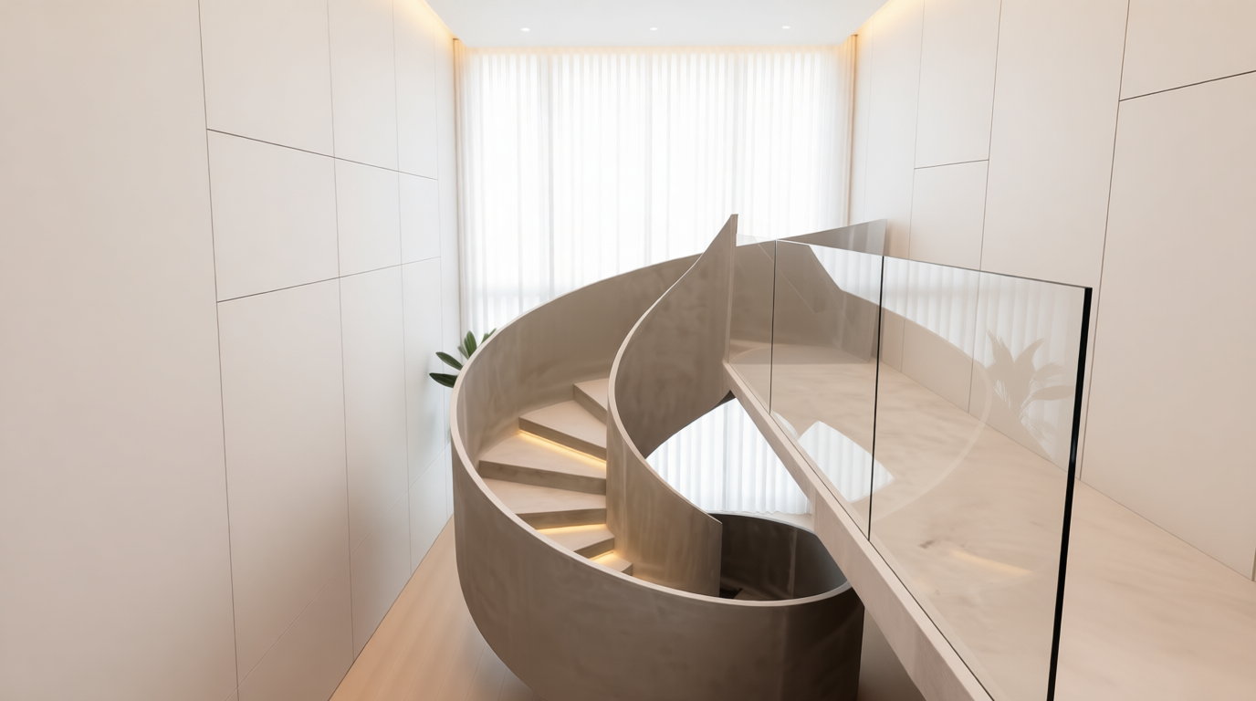 Бетонная монолитная лестница в поселке «Горки-8»