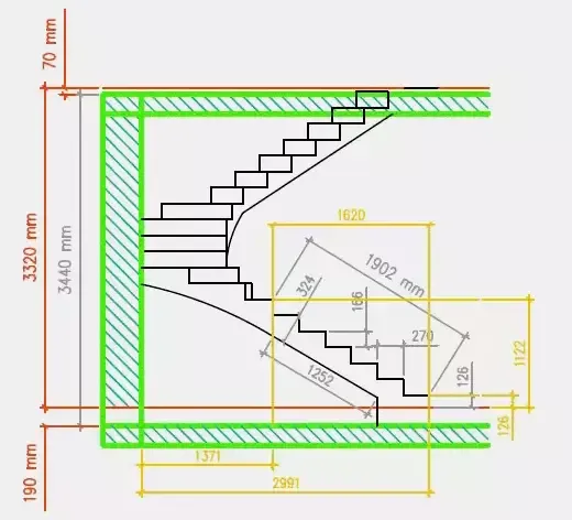 Расчет параметров бетонной лестницы