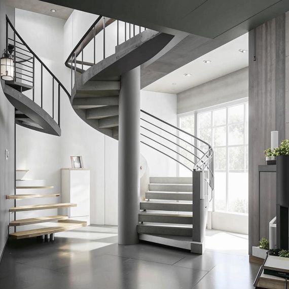 Винтовые лестницы на бетонном косоуре