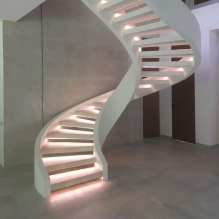 Лестница из бетона в современном стиле с подсветкой