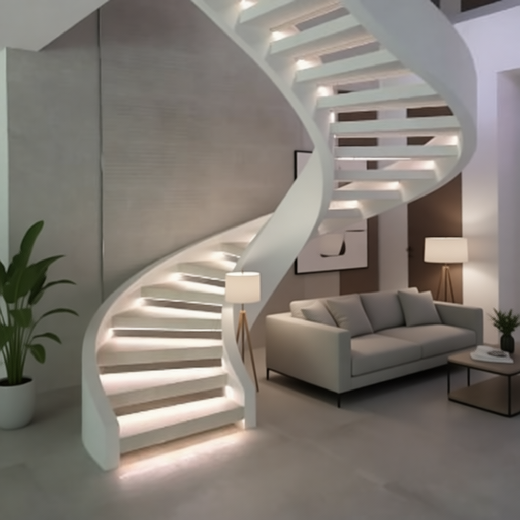 Монолитные лестницы на косоурах в Подмосковье 