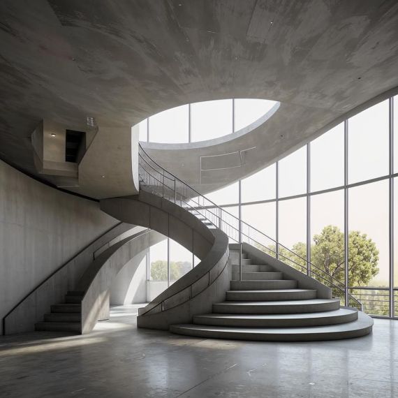 Криволинейные лестницы из бетона для Подмосковья
