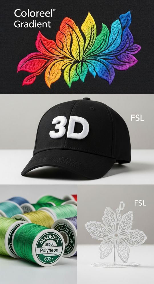 Вышивка на одежде градиентом