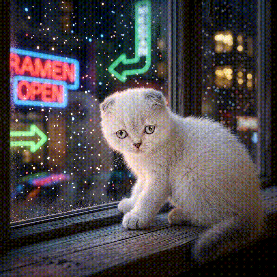 Студия Ниндзяграф: шотландский кот в атмосферном AI-видео. Креативный видеоконтент из нейросети с котами и ручной доработкой.