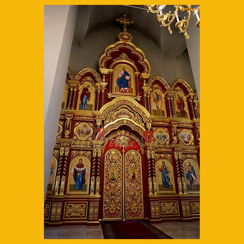 иконостас деревянный позолоченный иконостас церковный иконостас резной иконостас православный иконостас церковная утварь церковное искусство изготовление иконостаса купить иконостас для храма резной иконостас с позолотой производство церковных иконостасов