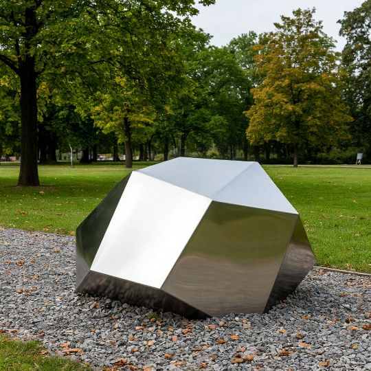 Камни скульптура из нержавеющей стали, металлические скульптуры из полированной нержавеющей стали. сделанные на заказ, под ключ. с доставкой по РФ. Парковая форма. Городская скульптура