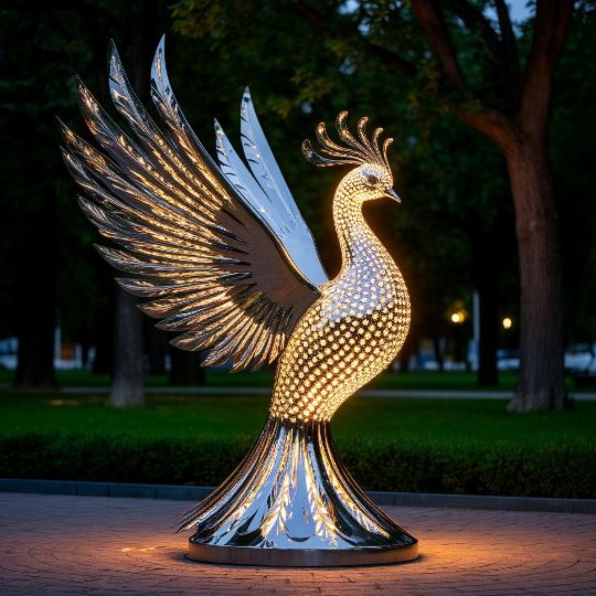 птицы, дизайнерская скульптура, для торгового центра, металлические скульптуры, изделия из нержавеющей стали на заказ. полированной нержавеющей стали. Парковая фигура, городская скульптура