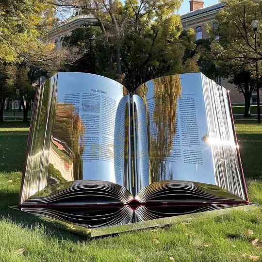 Арт объект книга из нержавеющей стали. Городская скульптура. Парковая фигура. Доставка по России. Изготовление скульптур на заказ.