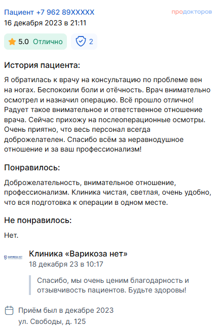 Отзывы наших пациентов