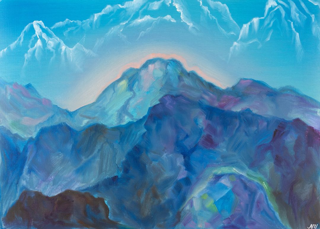 ТАМ ЗА ГОРАМИ /специальная бумага, масло /39х54/2024