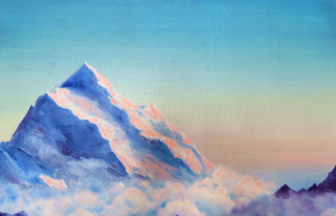 Вершина Канченджанги. Утренний рассвет /холст, масло/
