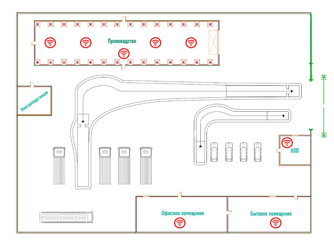 схема расположения Wi-Fi оборудования