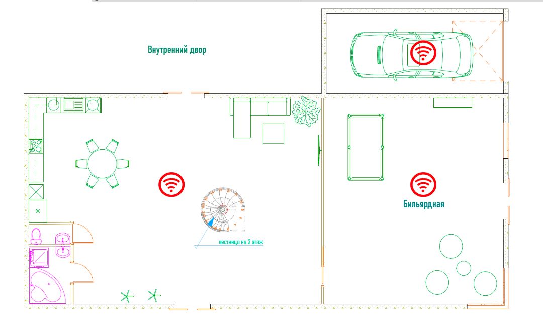 схема расположения Wi-Fi оборудования