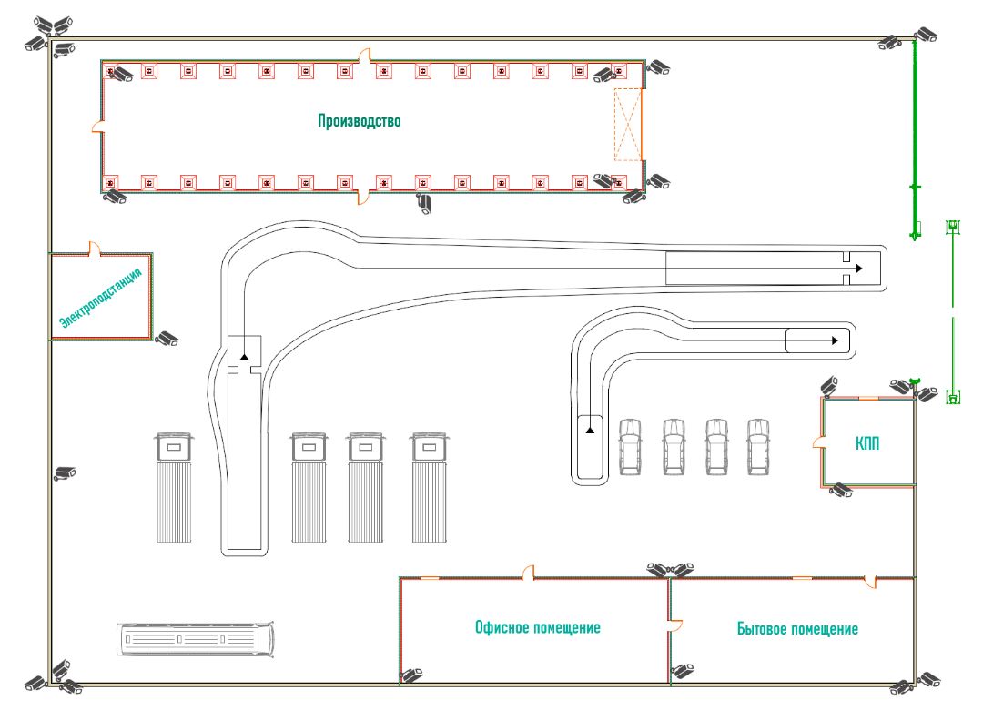 схема расположения камер видеонаблюдения